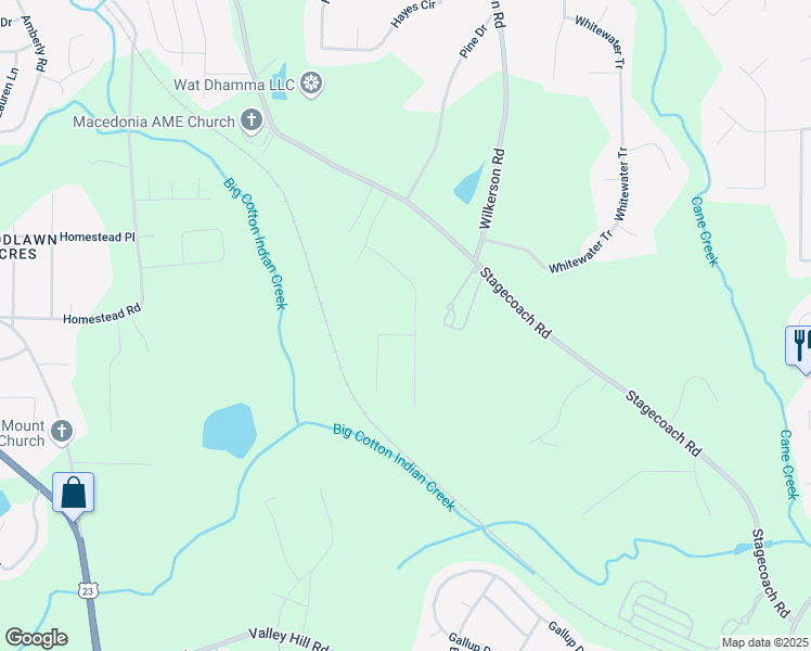 map of restaurants, bars, coffee shops, grocery stores, and more near 127 Stagecoach Trail in Stockbridge