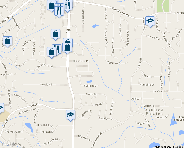 map of restaurants, bars, coffee shops, grocery stores, and more near 2340 Bigwood Trail in Atlanta