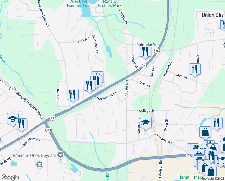 map of restaurants, bars, coffee shops, grocery stores, and more near 5153 Westbrook Place in Union City