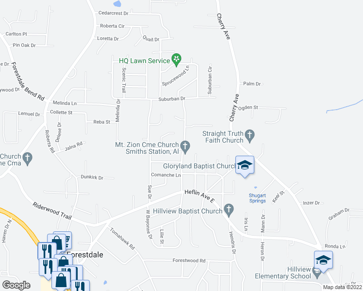 map of restaurants, bars, coffee shops, grocery stores, and more near 730 Cherry Hill Drive in Birmingham