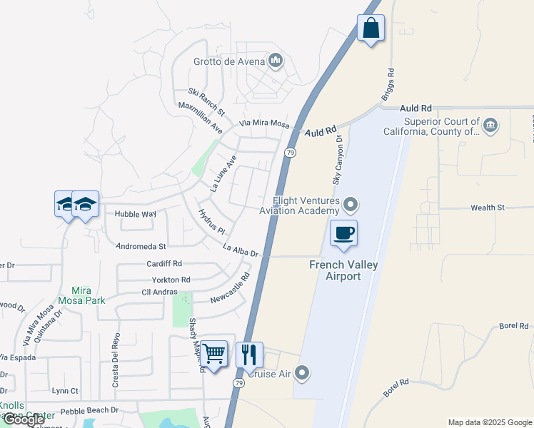 map of restaurants, bars, coffee shops, grocery stores, and more near 37292 Ascella Lane in Murrieta