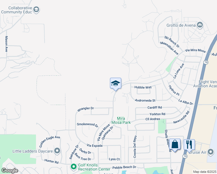 map of restaurants, bars, coffee shops, grocery stores, and more near 29056 Via Playa Del Rey in Murrieta