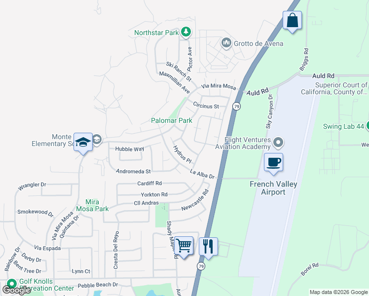 map of restaurants, bars, coffee shops, grocery stores, and more near 37409 Stellarview Avenue in Murrieta