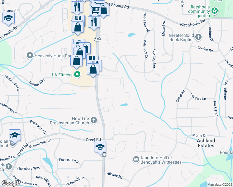 map of restaurants, bars, coffee shops, grocery stores, and more near 2255 Bigwood Trail in Atlanta