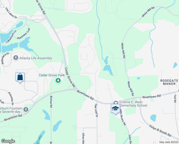 map of restaurants, bars, coffee shops, grocery stores, and more near 7369 Saint Peter Way in Fairburn