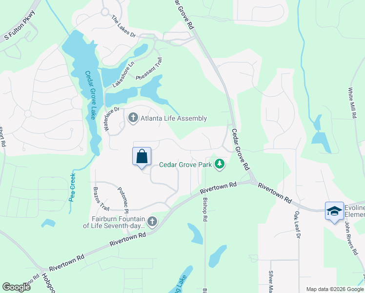 map of restaurants, bars, coffee shops, grocery stores, and more near 7397 Spoleto Loop in Fairburn