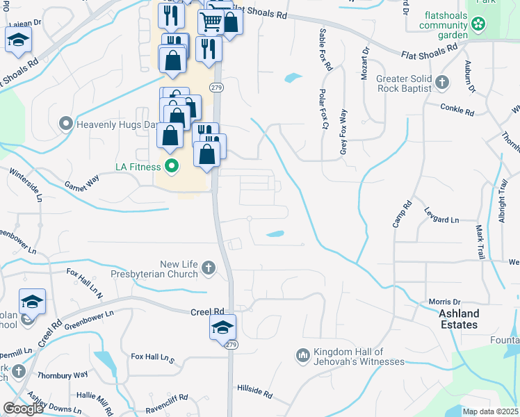 map of restaurants, bars, coffee shops, grocery stores, and more near 2255 Bigwood Trail in Atlanta