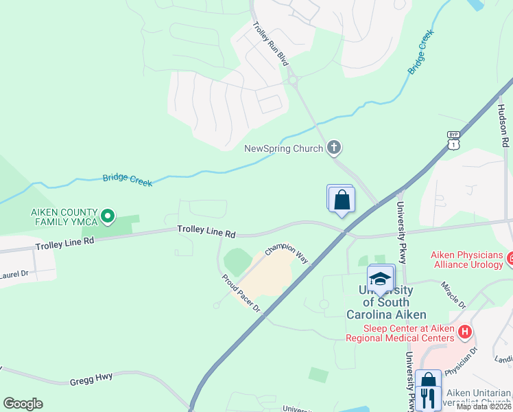 map of restaurants, bars, coffee shops, grocery stores, and more near 673 Trolley Line Road in Graniteville