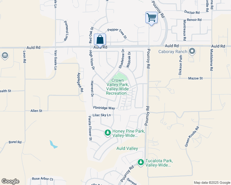 map of restaurants, bars, coffee shops, grocery stores, and more near 31722 Waterfall Way in Murrieta