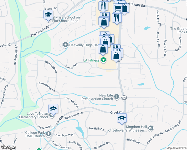 map of restaurants, bars, coffee shops, grocery stores, and more near 145 Turquoise Trail in College Park