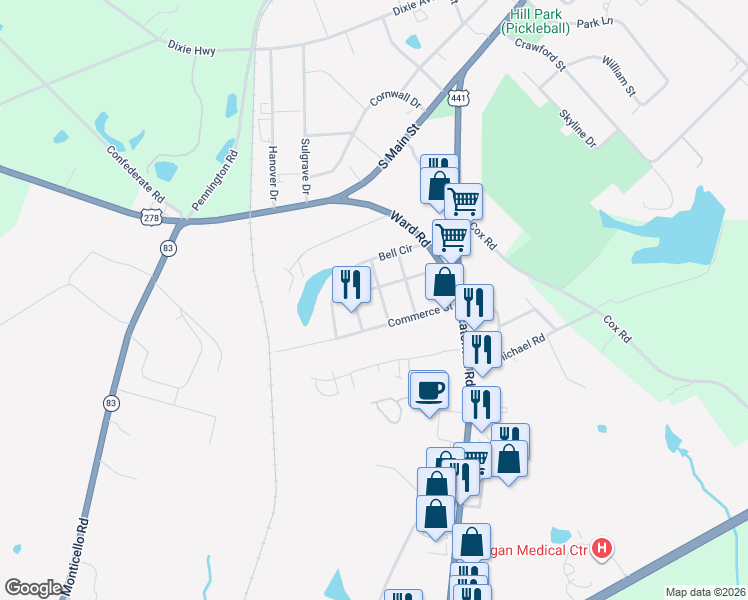 map of restaurants, bars, coffee shops, grocery stores, and more near 1081 Larkmartin Street in Madison