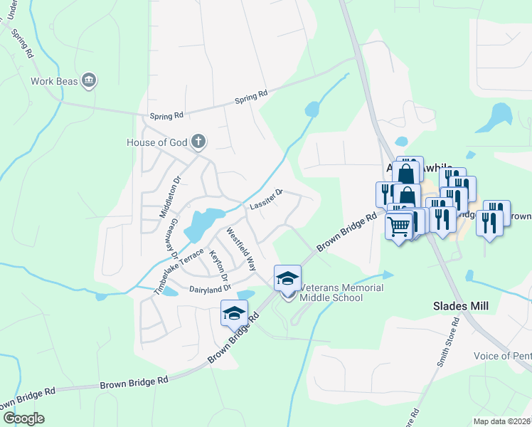 map of restaurants, bars, coffee shops, grocery stores, and more near 35 Ivans Circle in Covington
