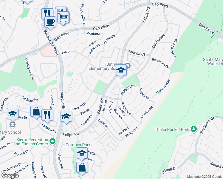 map of restaurants, bars, coffee shops, grocery stores, and more near 26469 Portola in Mission Viejo