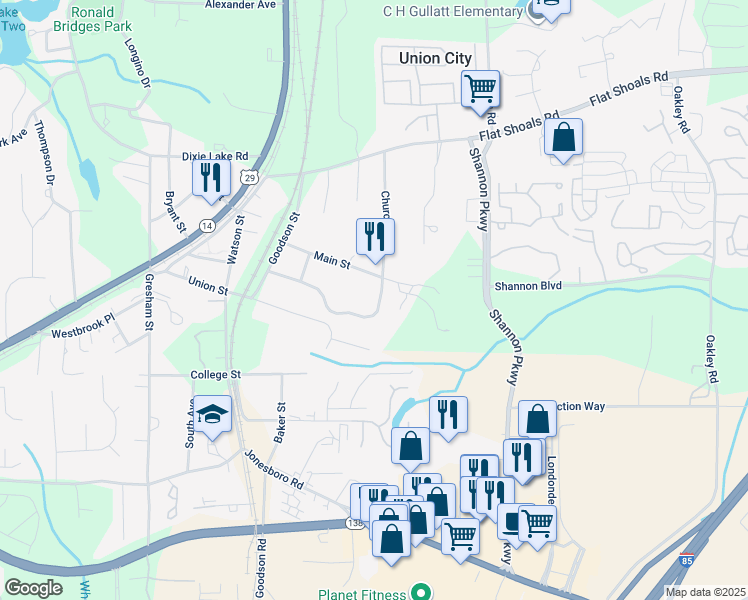 map of restaurants, bars, coffee shops, grocery stores, and more near 3820 Cypress Pointe Drive in Union City