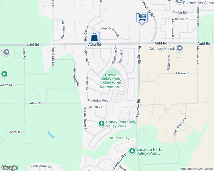 map of restaurants, bars, coffee shops, grocery stores, and more near 31710 Waterfall Way in Murrieta