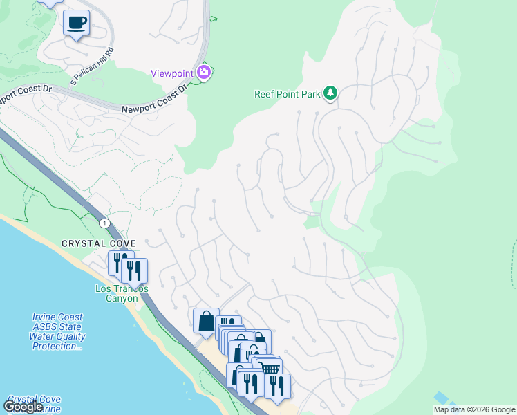 map of restaurants, bars, coffee shops, grocery stores, and more near 6 Mystique in Newport Beach