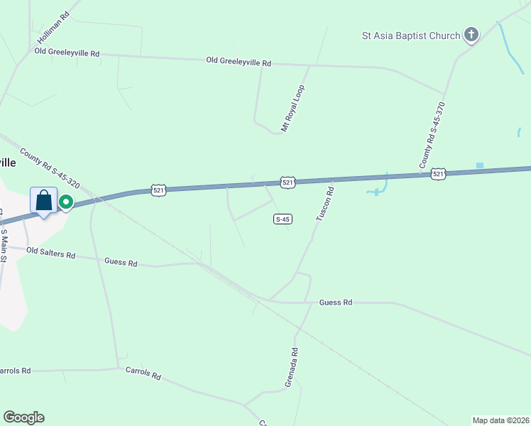map of restaurants, bars, coffee shops, grocery stores, and more near 16 County Road S-45-634 in Greeleyville