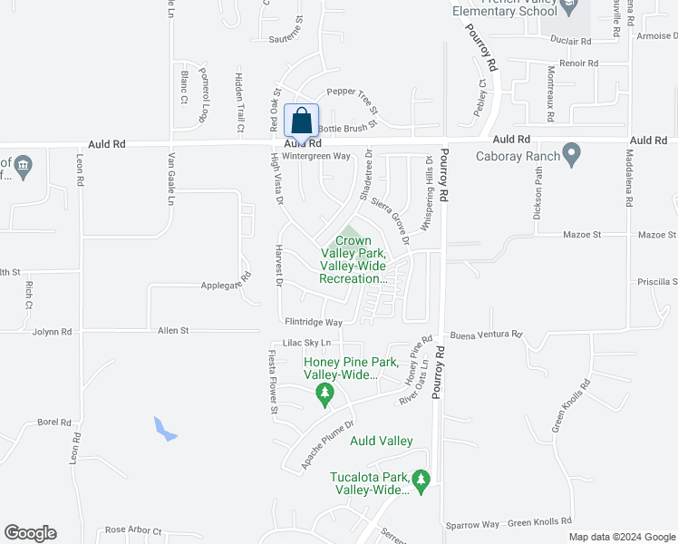 map of restaurants, bars, coffee shops, grocery stores, and more near 31698 Waterfall Way in Murrieta