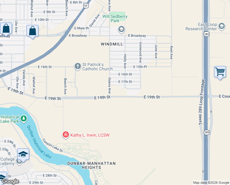 map of restaurants, bars, coffee shops, grocery stores, and more near 3313 East 18th Street in Lubbock