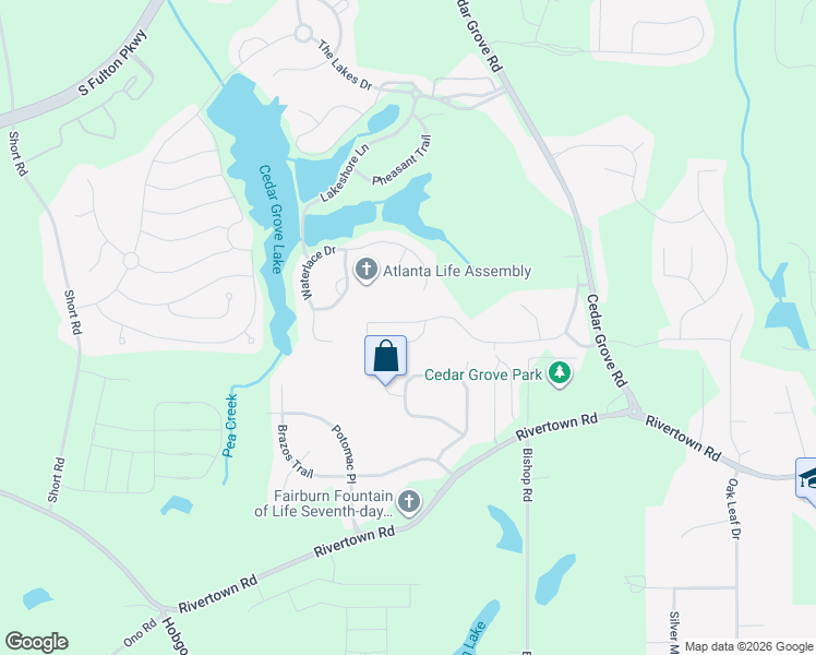 map of restaurants, bars, coffee shops, grocery stores, and more near 7446 Spoleto Loop in Fairburn