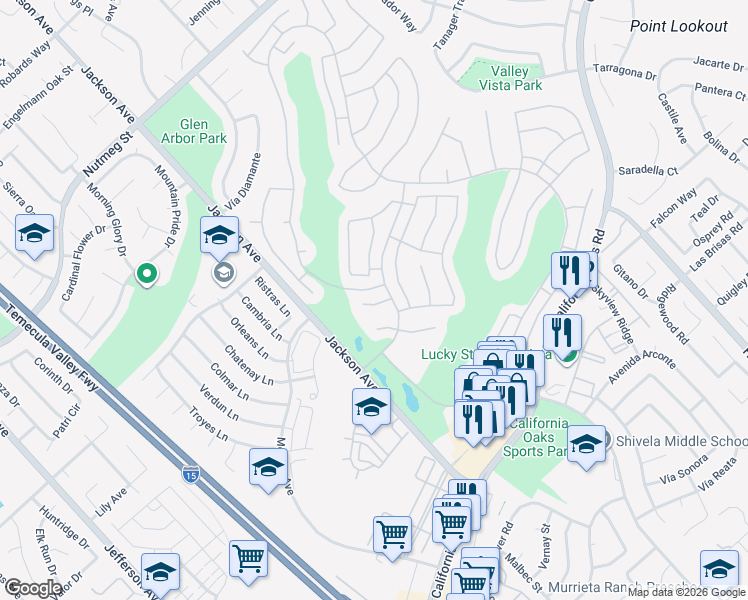 map of restaurants, bars, coffee shops, grocery stores, and more near 24103 Vía Perlita in Murrieta