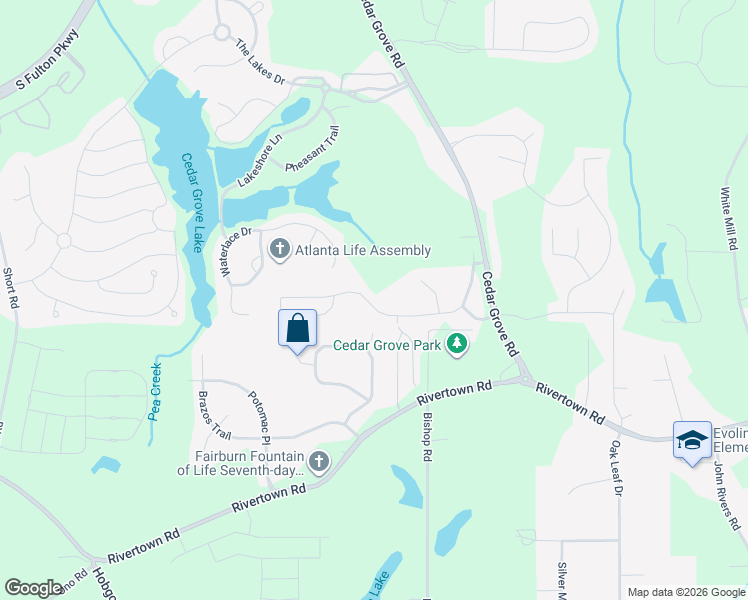 map of restaurants, bars, coffee shops, grocery stores, and more near 7405 Spoleto Loop in Fairburn