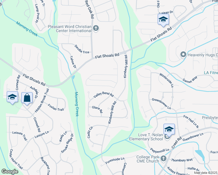 map of restaurants, bars, coffee shops, grocery stores, and more near 6462 Beaver Creek Trail in Atlanta