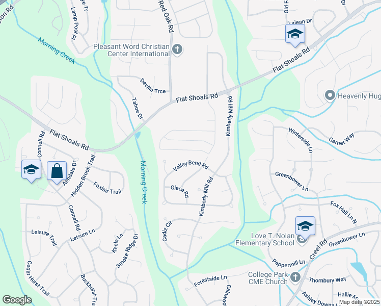 map of restaurants, bars, coffee shops, grocery stores, and more near 6478 Beaver Creek Trail in Atlanta