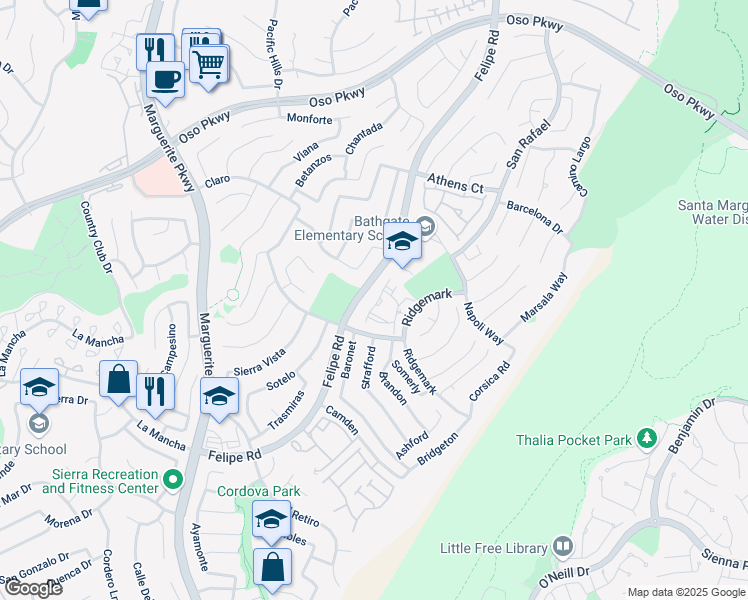 map of restaurants, bars, coffee shops, grocery stores, and more near 26469 Portola in Mission Viejo