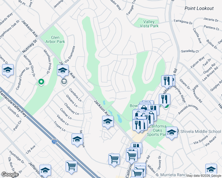 map of restaurants, bars, coffee shops, grocery stores, and more near 24156 Corte Valente in Murrieta