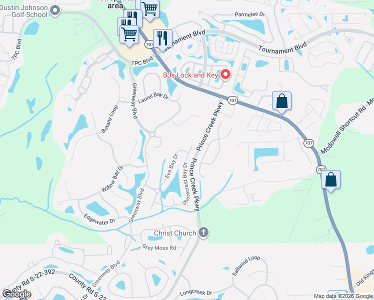 map of restaurants, bars, coffee shops, grocery stores, and more near 3169 Shorecrest Bay Drive in Murrells Inlet