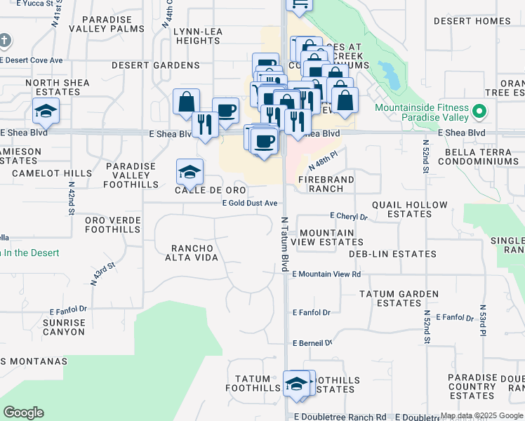 map of restaurants, bars, coffee shops, grocery stores, and more near 9927 North 47th Place in Phoenix