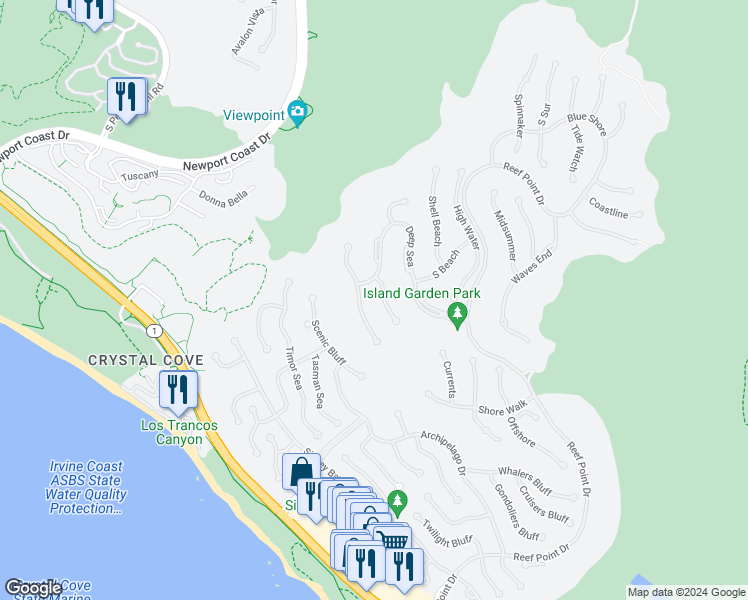 map of restaurants, bars, coffee shops, grocery stores, and more near 4 Mystique in Newport Beach