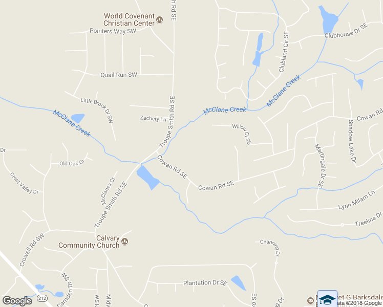 map of restaurants, bars, coffee shops, grocery stores, and more near 210 Cowan Road Southeast in Conyers