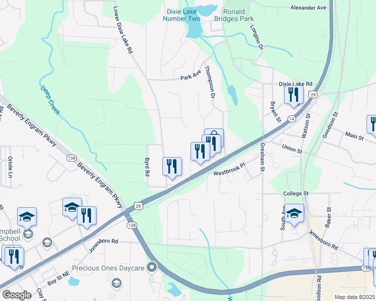 map of restaurants, bars, coffee shops, grocery stores, and more near 6500 Raymond Drive in Union City