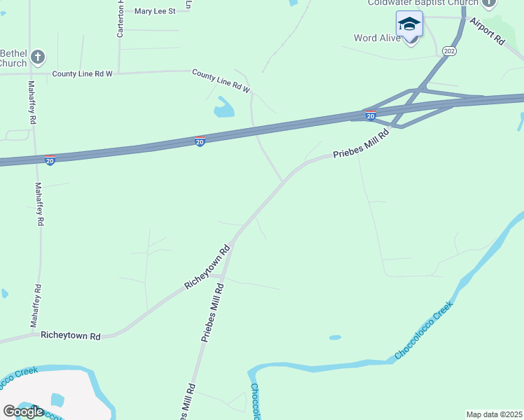 map of restaurants, bars, coffee shops, grocery stores, and more near 596 Priebes Mill Road in Oxford