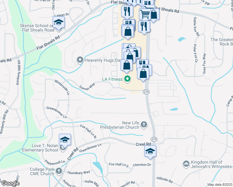map of restaurants, bars, coffee shops, grocery stores, and more near 130 Turquoise Trail in Atlanta