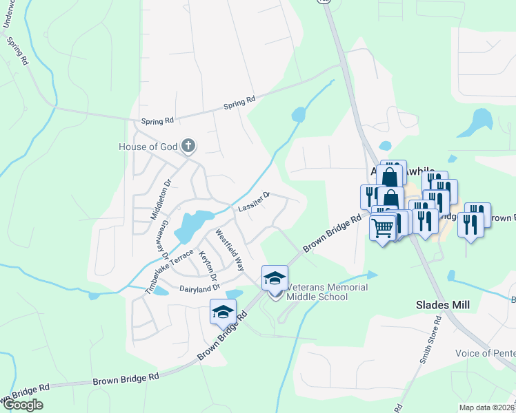 map of restaurants, bars, coffee shops, grocery stores, and more near 10 Zebulon Place in Covington