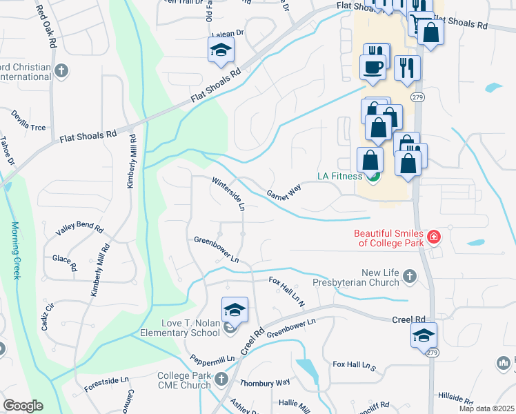 map of restaurants, bars, coffee shops, grocery stores, and more near 340 Onyx Court in Atlanta