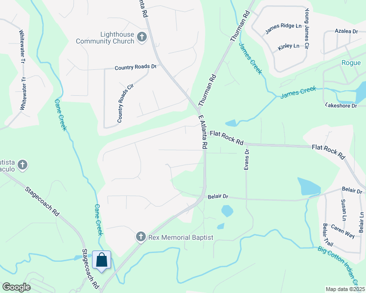 map of restaurants, bars, coffee shops, grocery stores, and more near 50 Carriage Trce in Stockbridge