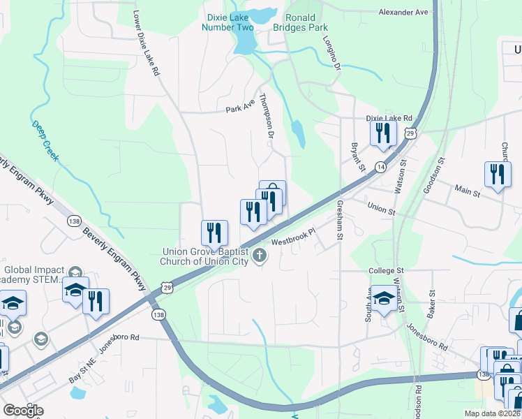 map of restaurants, bars, coffee shops, grocery stores, and more near 6455 Raymond Drive in Union City