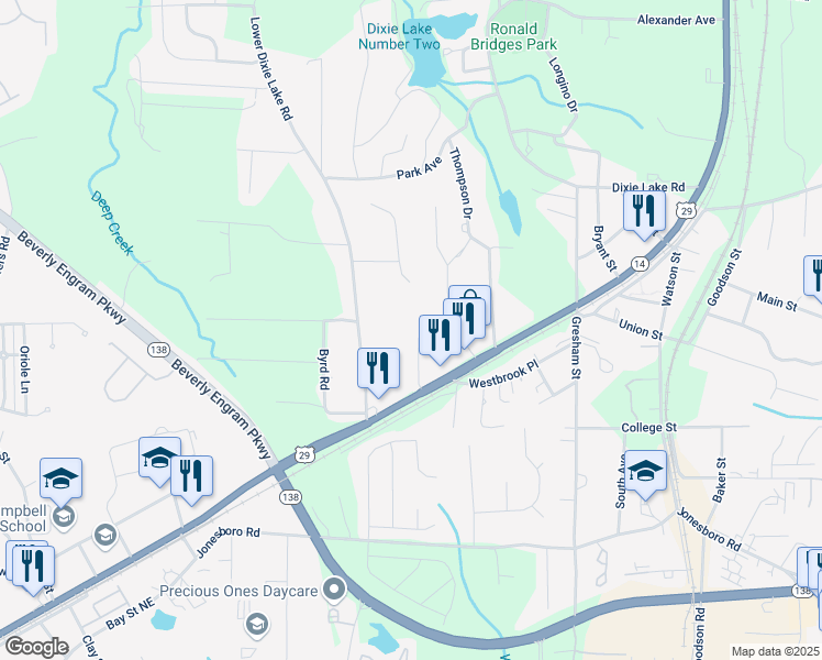 map of restaurants, bars, coffee shops, grocery stores, and more near 6496 Raymond Drive in Union City