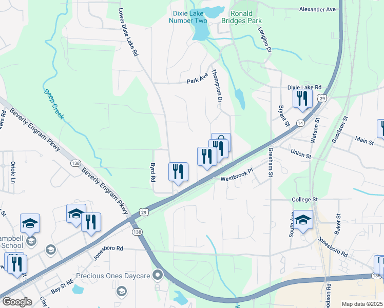 map of restaurants, bars, coffee shops, grocery stores, and more near 6496 Raymond Drive in Union City