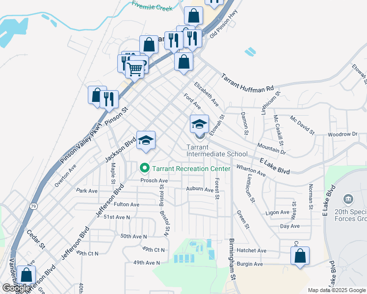 map of restaurants, bars, coffee shops, grocery stores, and more near 1412 Sloan Avenue in Birmingham