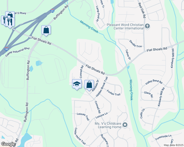 map of restaurants, bars, coffee shops, grocery stores, and more near 6400 Ashdale Dr in College Park