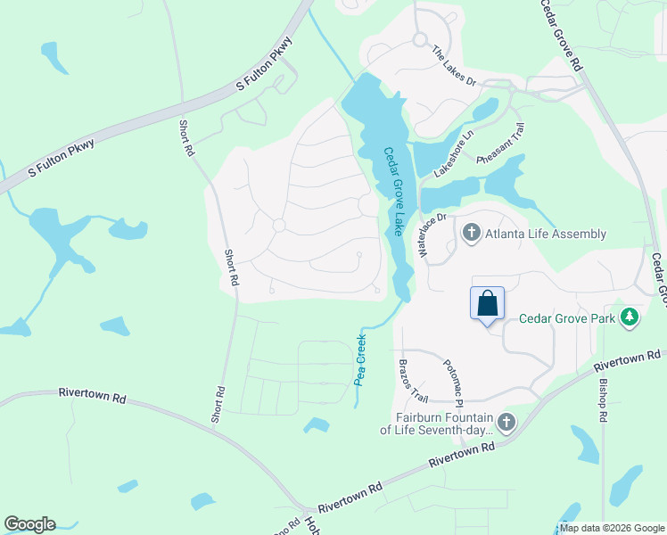 map of restaurants, bars, coffee shops, grocery stores, and more near 7779 Birdsview Drive in Fairburn
