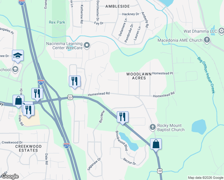 map of restaurants, bars, coffee shops, grocery stores, and more near 6433 Skyline Drive in Rex