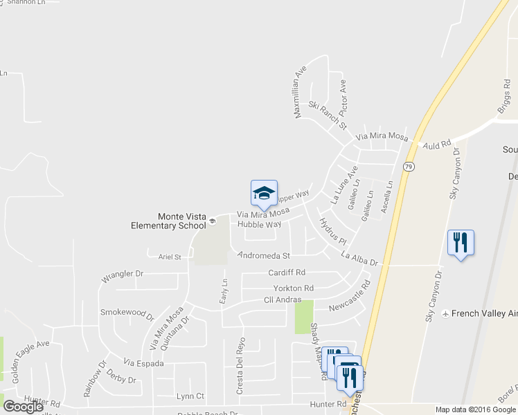 map of restaurants, bars, coffee shops, grocery stores, and more near 29497 Big Dipper Way in Murrieta