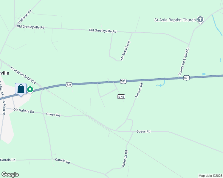 map of restaurants, bars, coffee shops, grocery stores, and more near 16 County Road S-45-634 in Greeleyville