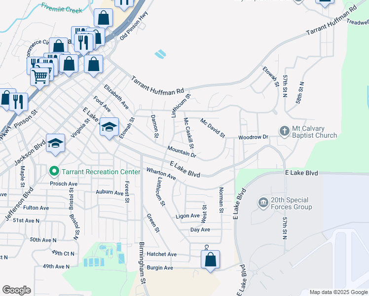 map of restaurants, bars, coffee shops, grocery stores, and more near 1732 Mountain Drive in Birmingham